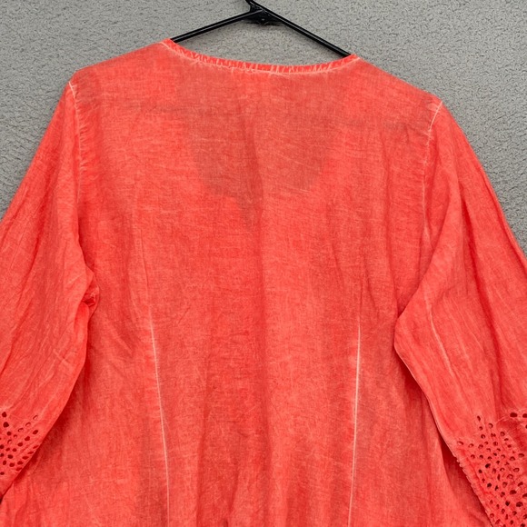 Parsley & Sage Top Womens 2X Lace Coral Pink Tunic Artsy Beachy Popover - Picture 9 of 12